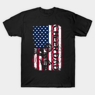 Cheer Dad Vintage American Flag Father Cheerleader T-Shirt